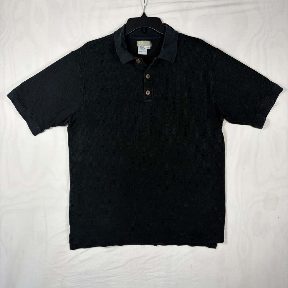 The Territory Ahead Men Black Silk Blend Short Sleeve Polo Shirt Size L